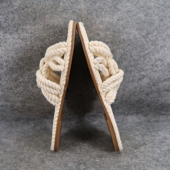 Abound Shoes Womens 5 Sandal Slides Flat Casual Rope Knot Straps White Slip On - Picture 9 of 13